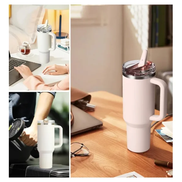 2-Replacement Lid & 2 Straws For Stanley 30oz/40oz (Cream) - Picture 2 of 7